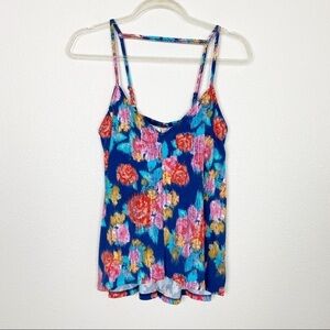 Mimi Chica Blue Floral Strappy Tank Top Sz XS
